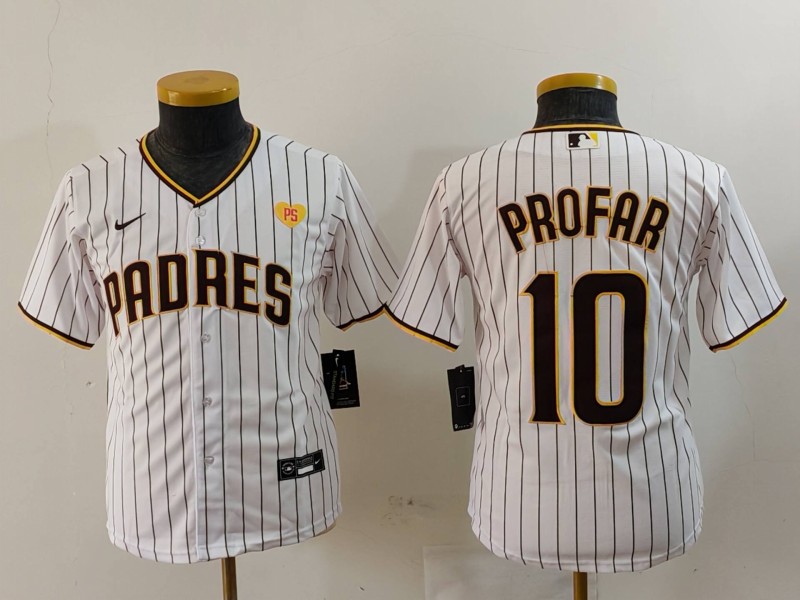 Youth San Diego Padres #10 Jurickson Profar White With PS Patch Stitched Baseball Jersey Youth San Diego Padres #10 Jurickson Profar White With PS Patch Stitched Baseball Jersey